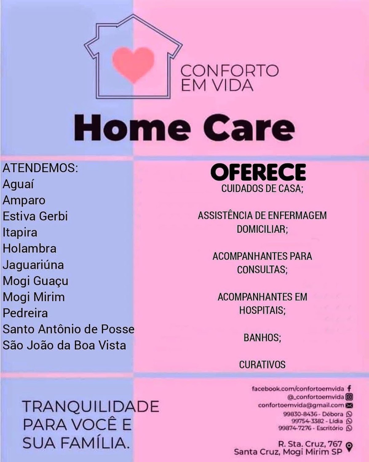 Cuidadora de Idoso Home Care Conforto em Vida